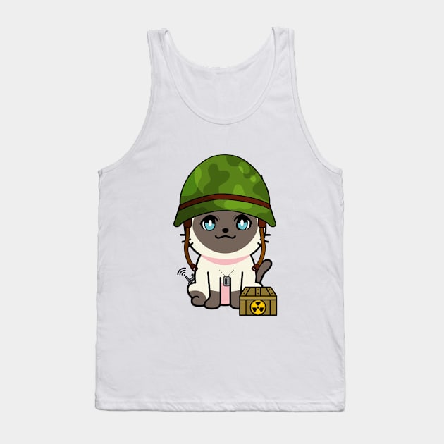 Funny siamese cat is a soldier Tank Top by Pet Station